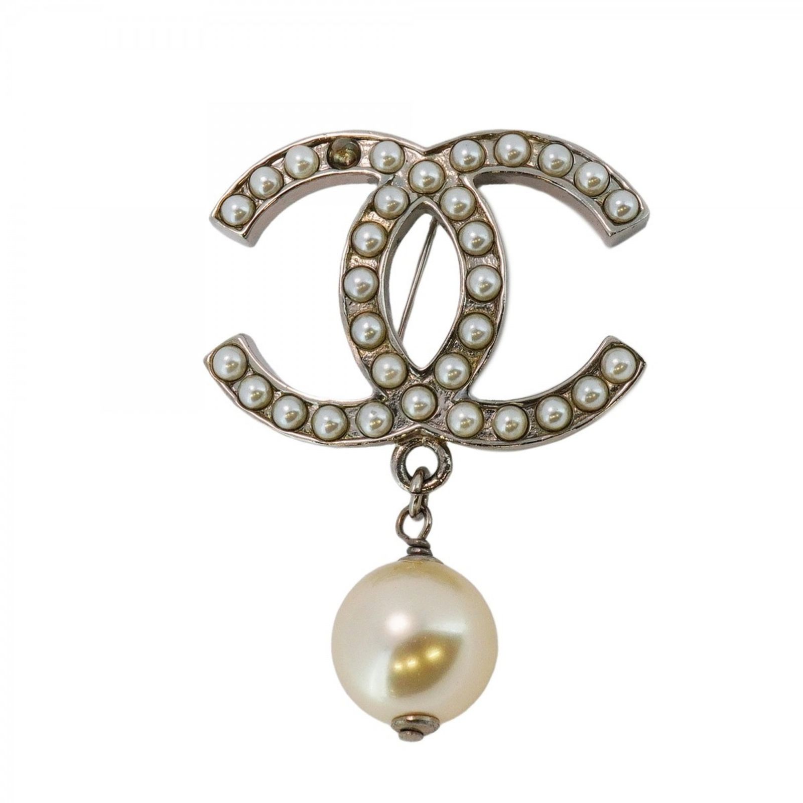 シャネル Chanel シャネル ブローチ ココマーク メタル フェイクパール シルバーレディース