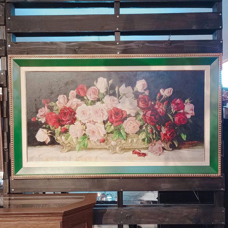 アートフレーム ERICH KRUEGER 「薔薇と銀水盤」 113×65cm