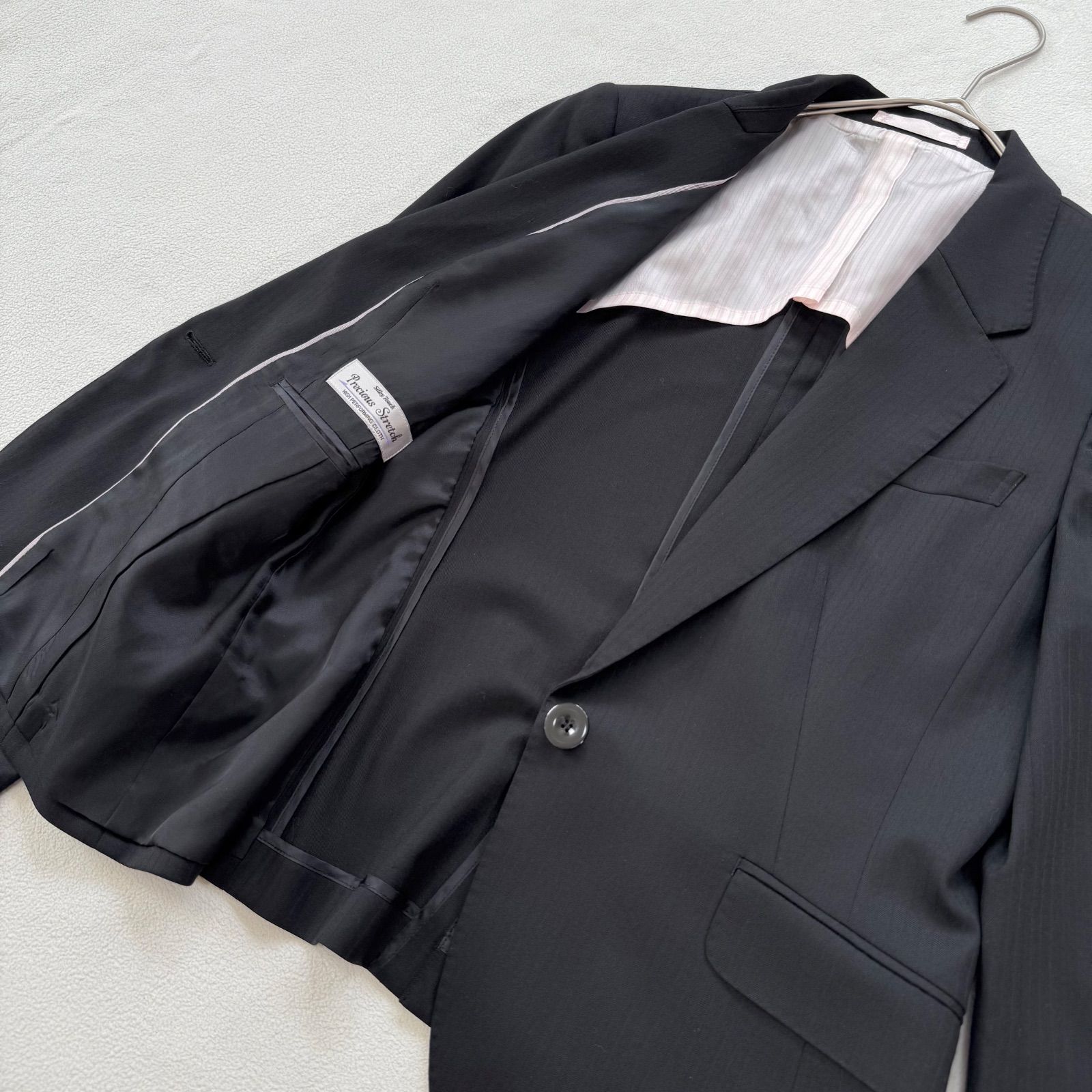 極美品・13号✨レミュー ストライプ スカート スーツ セットアップ