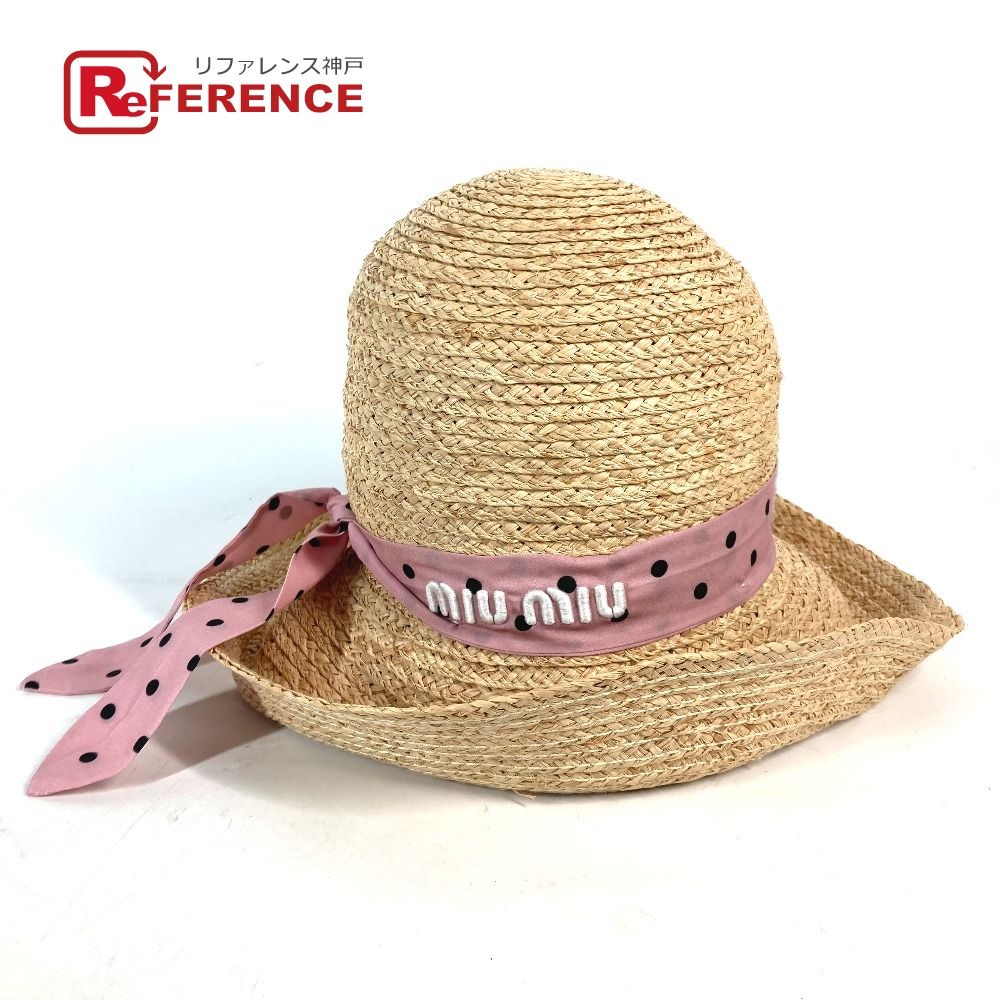 ミュウミュウ miu miu 帽子 つば広ハット 麦わら帽子 MIU MIU（麦わら