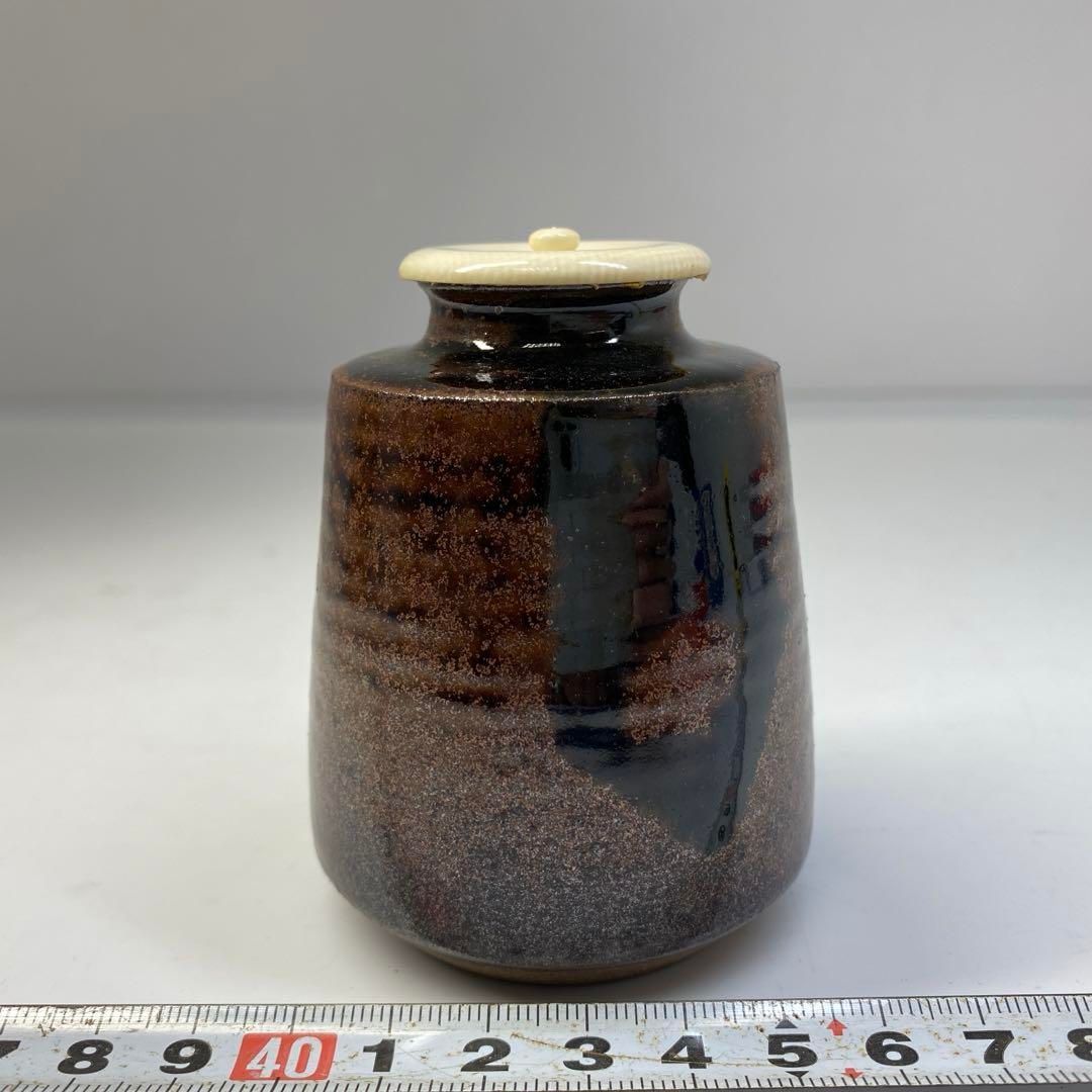 笹田有祥 廣澤茶入 共箱 直径5㎝ 東里6-0815 2F