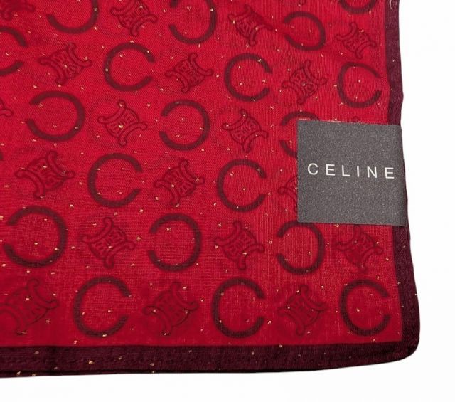 美品 ★CELINE★ スカーフ 大判 マカダム エッフェル塔 凱旋門 レッド 美品 ☆CELINE☆ スカーフ 大判 マカダム エッフェル塔 凱旋門