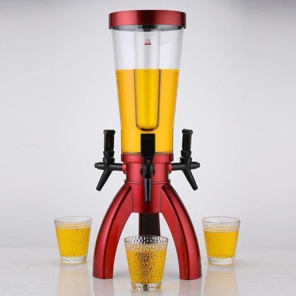 ビールディスペンサー 3L お手入れ簡単ディスペンサー キッチン 壁 ホーム用 レッド