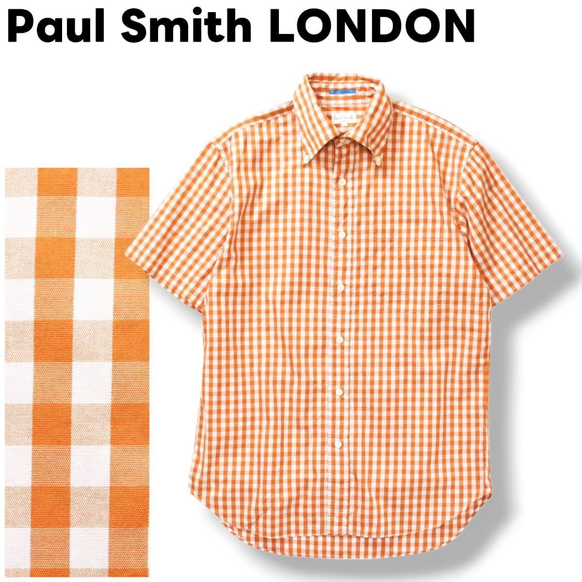 ポールスミス Paul Smith 半袖 シャツ 【M】 ボタンダウン 自転車柄 マルチカラーボタン デニム半袖シャツ（152301619PN