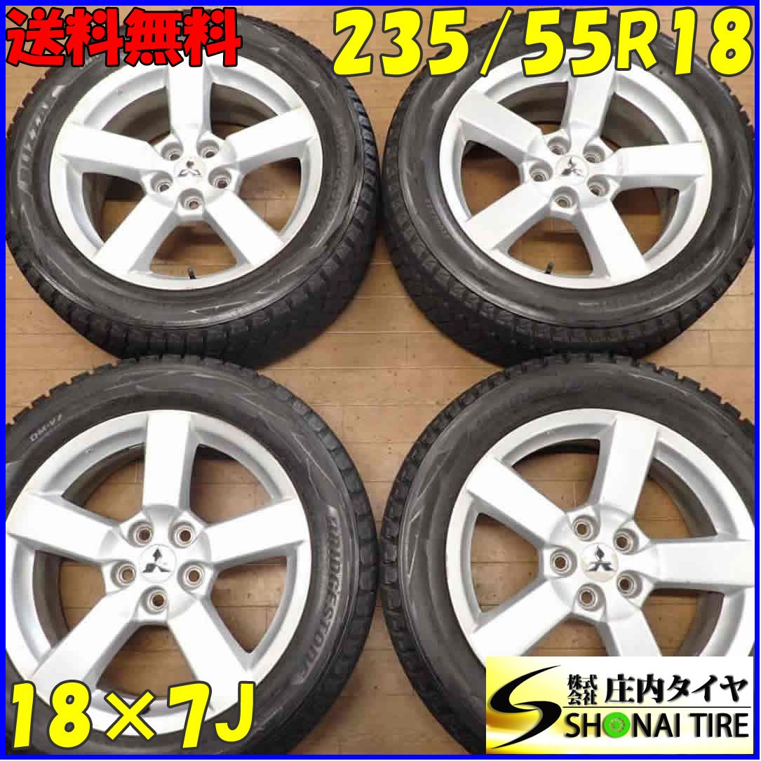 冬4本 会社宛 235|55R18×7J 100Q ブリヂストン ブリザック DM-V2 三菱 純正 アルミ デリカD5 RVR アウトランダー NO C2063