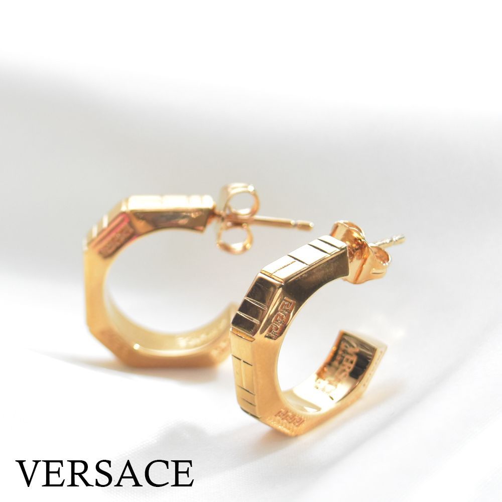 ヴェルサーチ ピアス グレカ キルティング イヤリング ゴールド グリーク レディース メンズ 両耳 ブランド 金属アレルギー VERSACE  ハイブランド 1013674 メルカリ