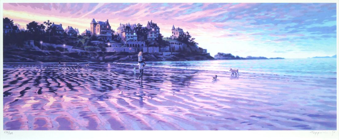 笹倉 鉄平「エクリューズ浜」シルクスクリーン版画 限定サイン入り 光