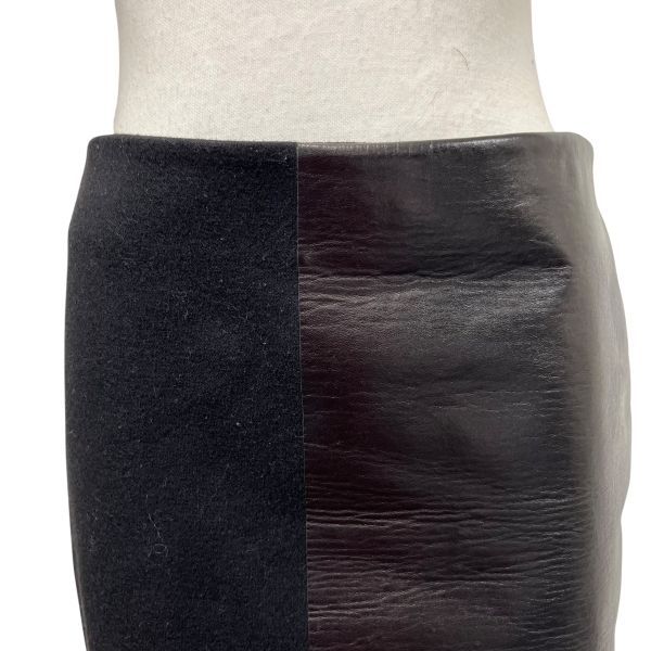 フェンディ Fendi ロングタイトスカート 異素材 黒 ウール シルク 38 M 9号 レディース S5V373