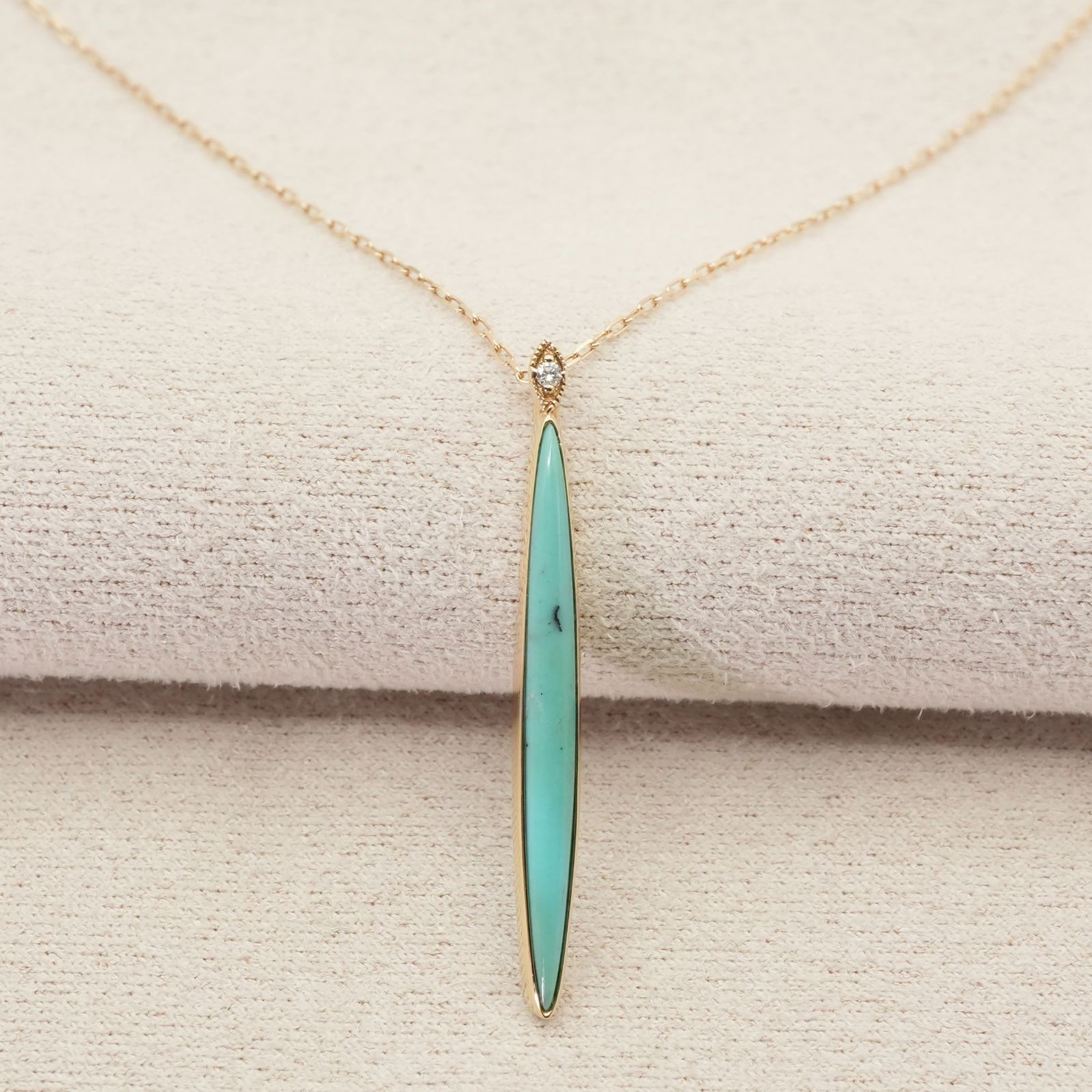 agete ♢ダイヤ♢ターコイズ ネックレス k10 アガット ターコイズ