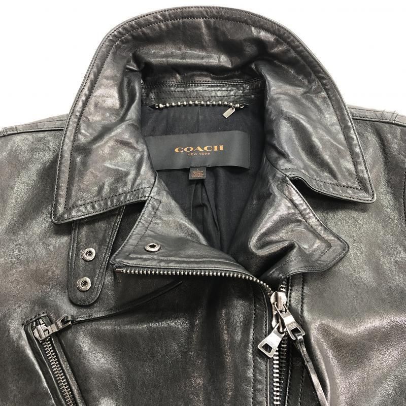 【中古】COACH レザージャケット L ブラック コーチ[10]