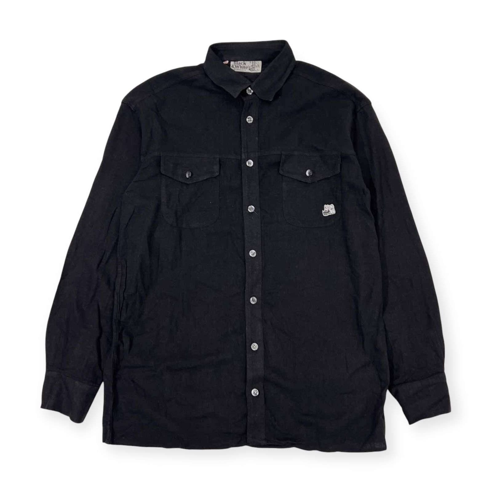 Black ＆ White 長袖シャツ 新品未使用 イタリア製 BLACK&WHITE ブラック＆ホワイト 長袖シャツ 44/ブラック