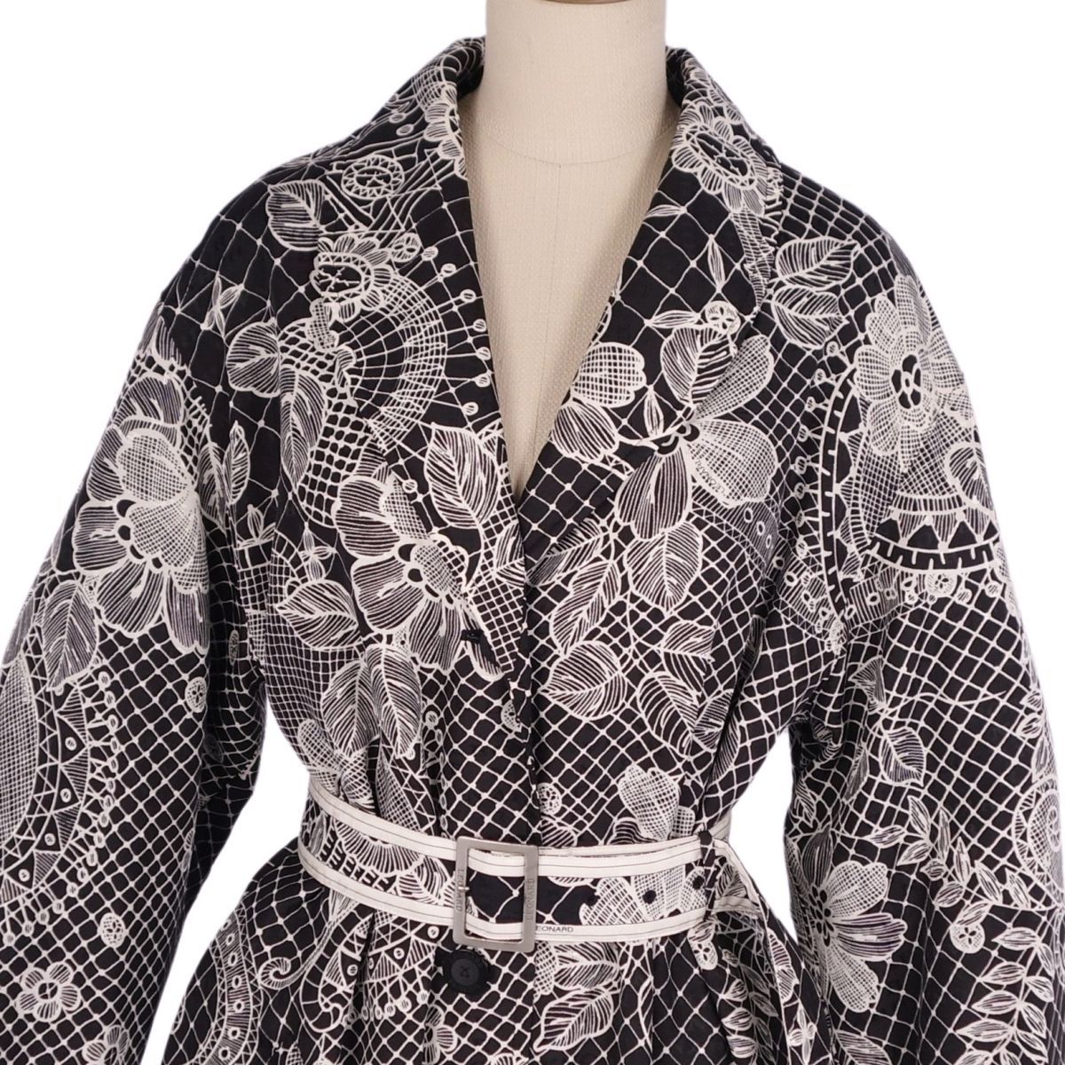 美品 レオナール LEONARD SPORT ジャケット ベルト付き 花柄 中綿 