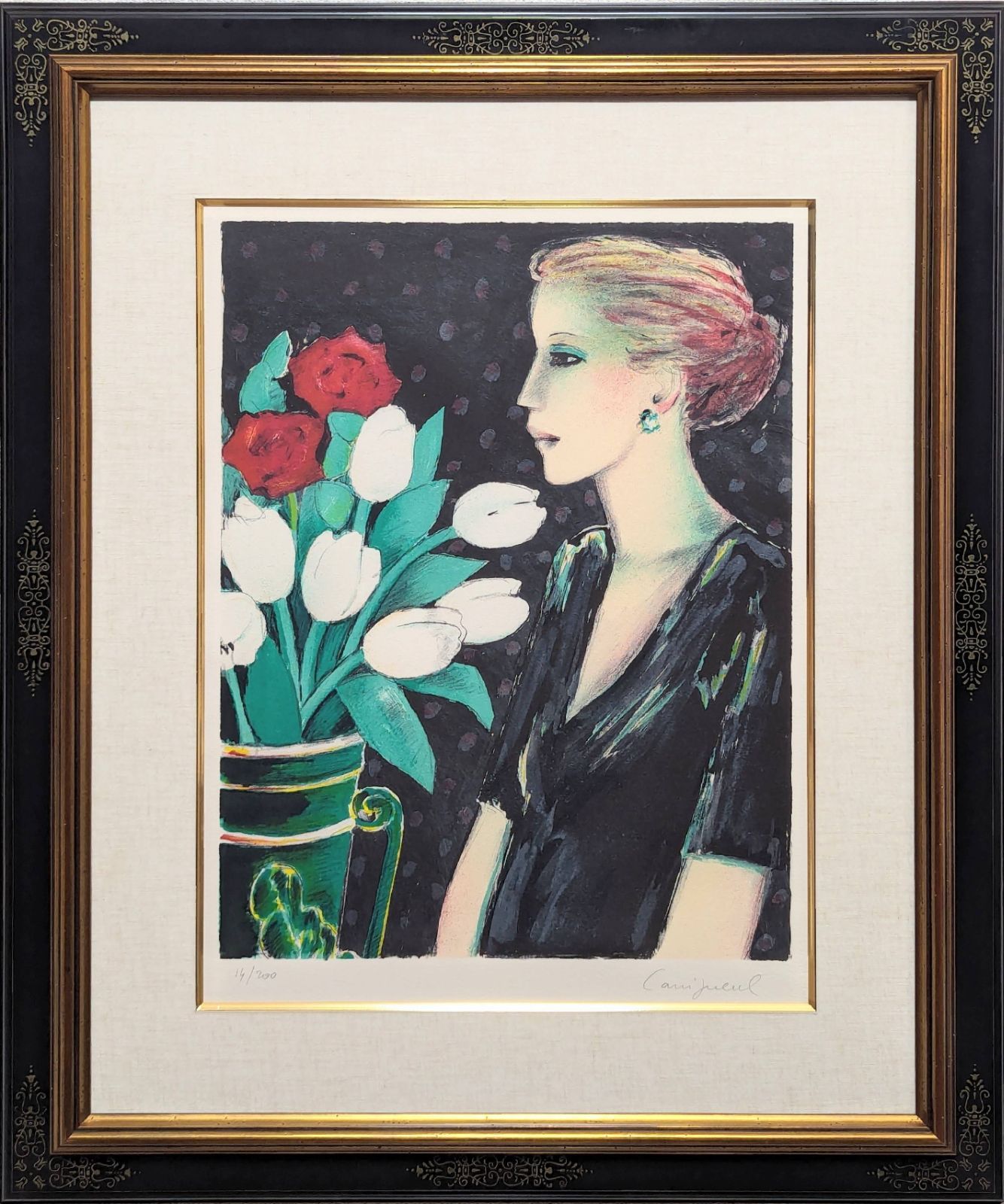 真作 直筆サイン J P カシニョール チューリップとプロフィール