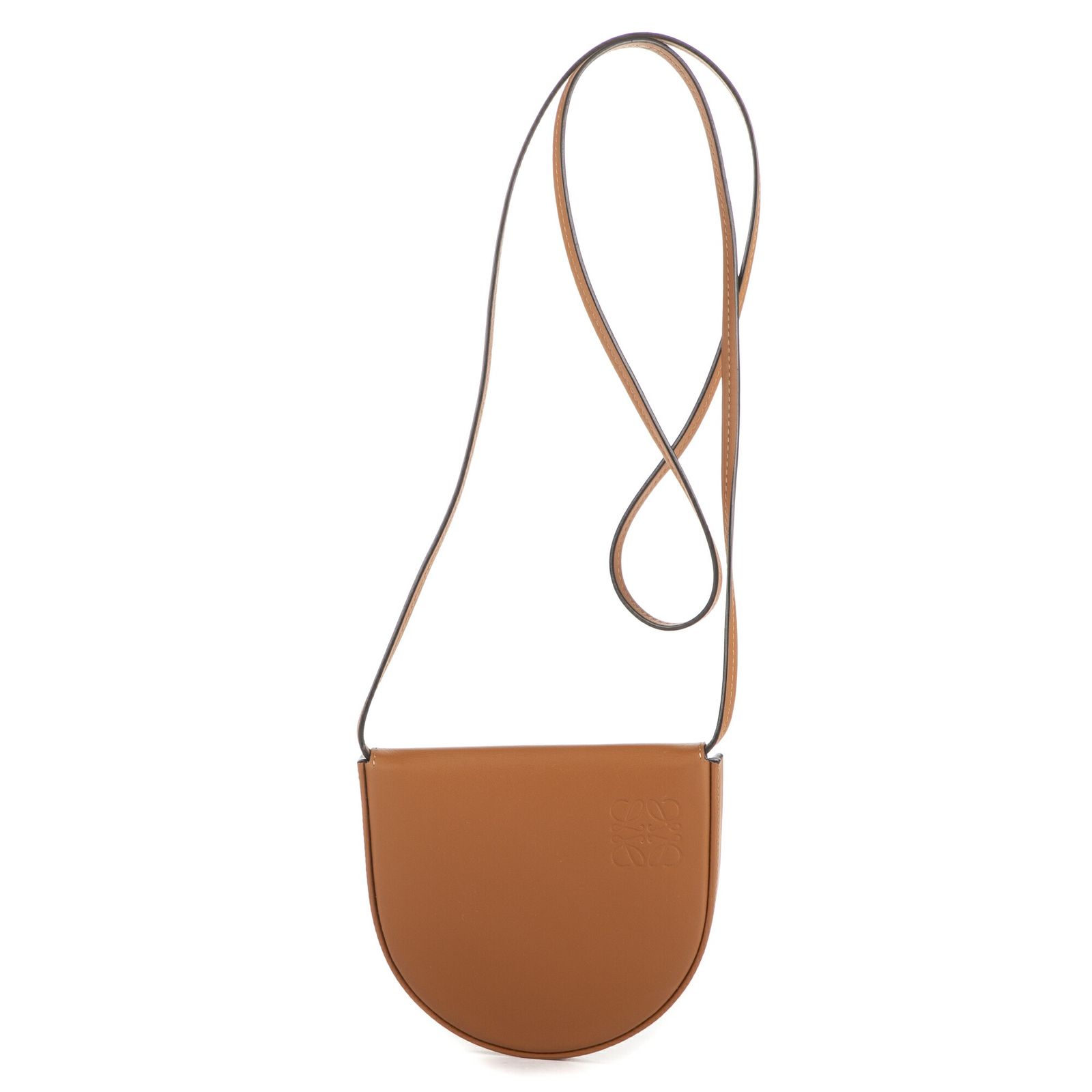 LOEWE ロエベミニジップクロスボディ茶色カーフスキンレザーN