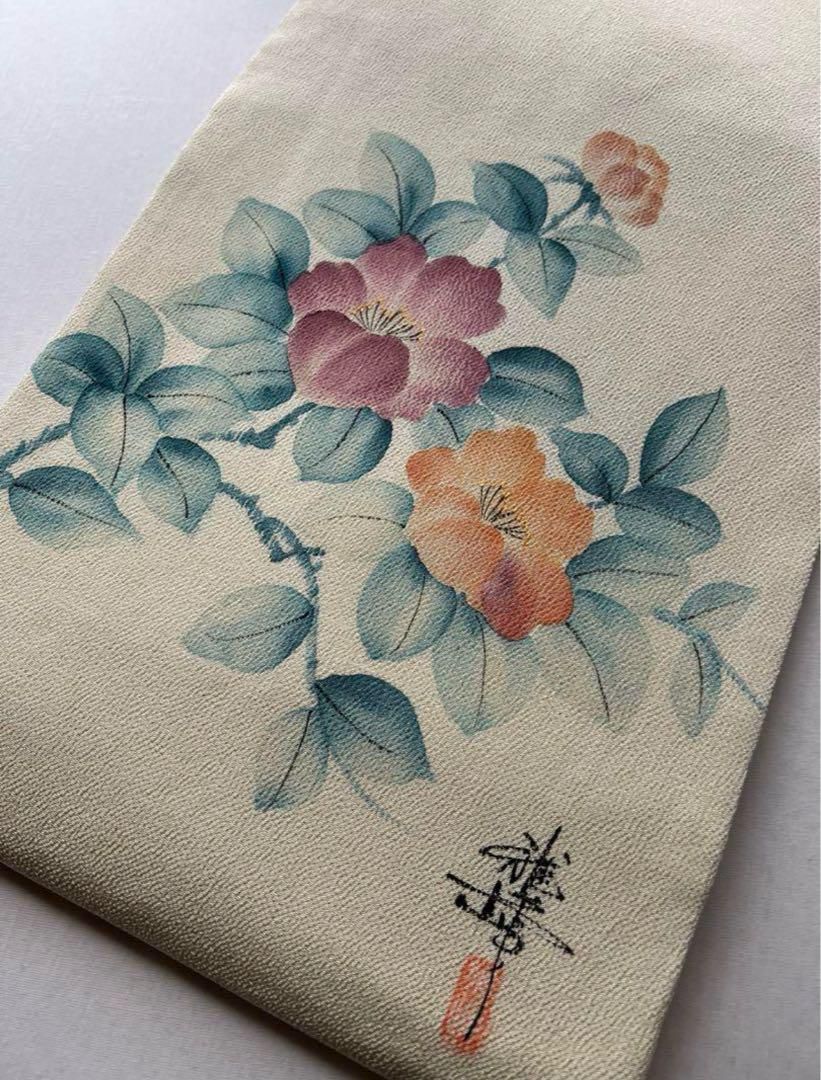 名古屋帯　縮緬　作家もの　花　長尺 名古屋帯 縮緬 作家もの 花 長尺の通販 by ゆきもの屋＊フォロワー様10
