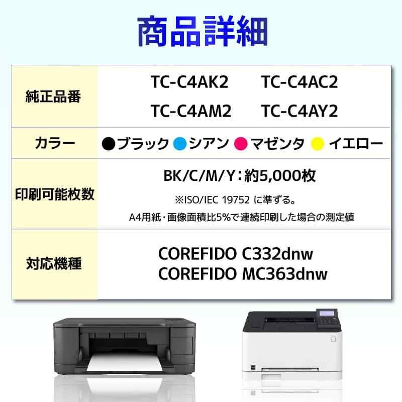 OKI C332dnw/MC363dnw トナー イエロー・マゼンタ各2本 OKI C332dnw