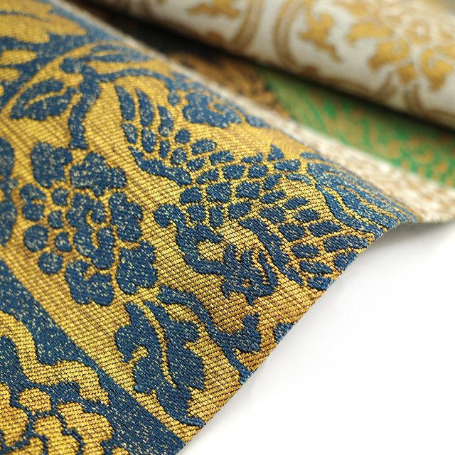 中古】 袋帯 リサイクル 京都 西陣 渡文 正絹 金糸 名物裂 鶏頭 鳥 花