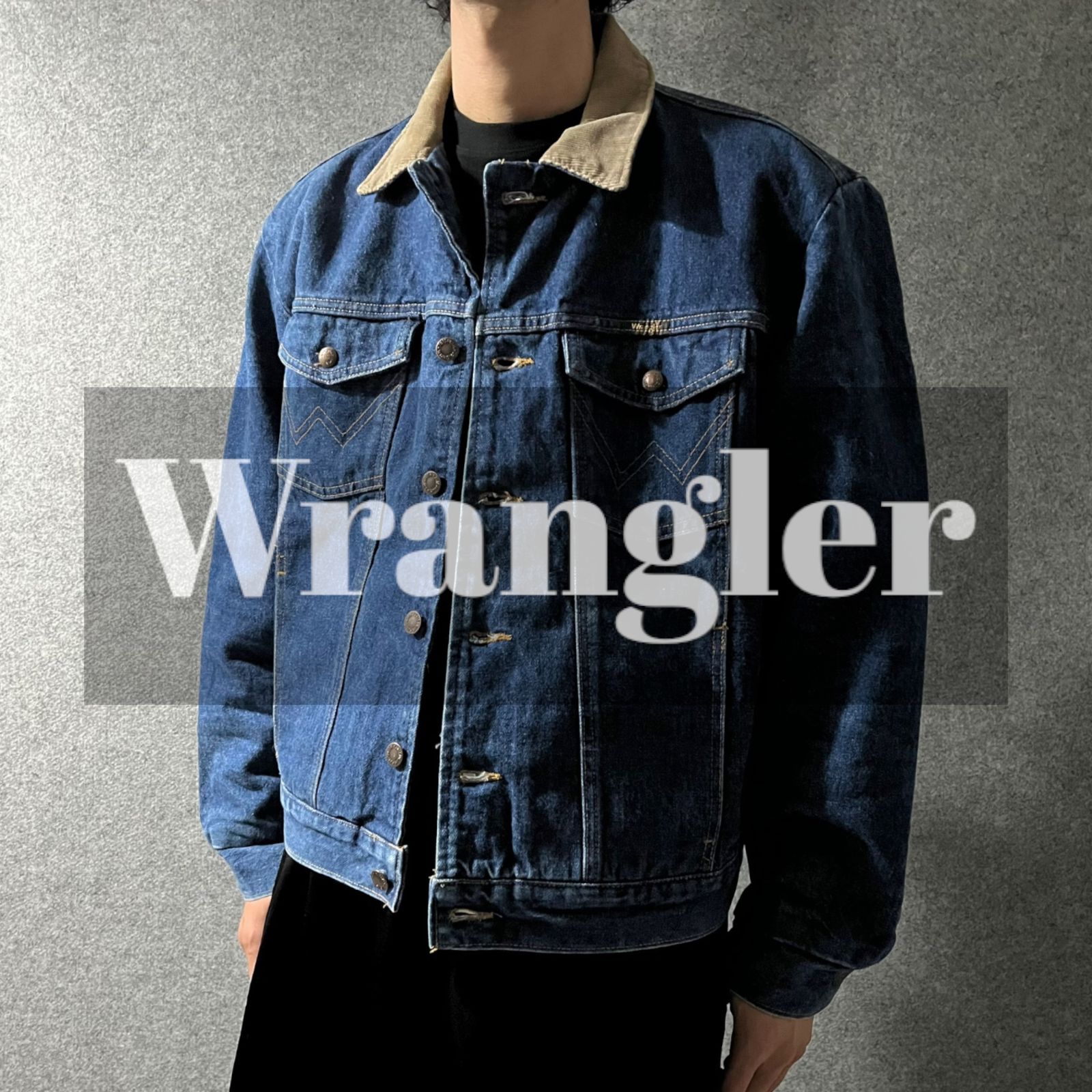 Wrangrer】90s USA製 コーデュロイ襟 デニムジャケット XL - 古着屋