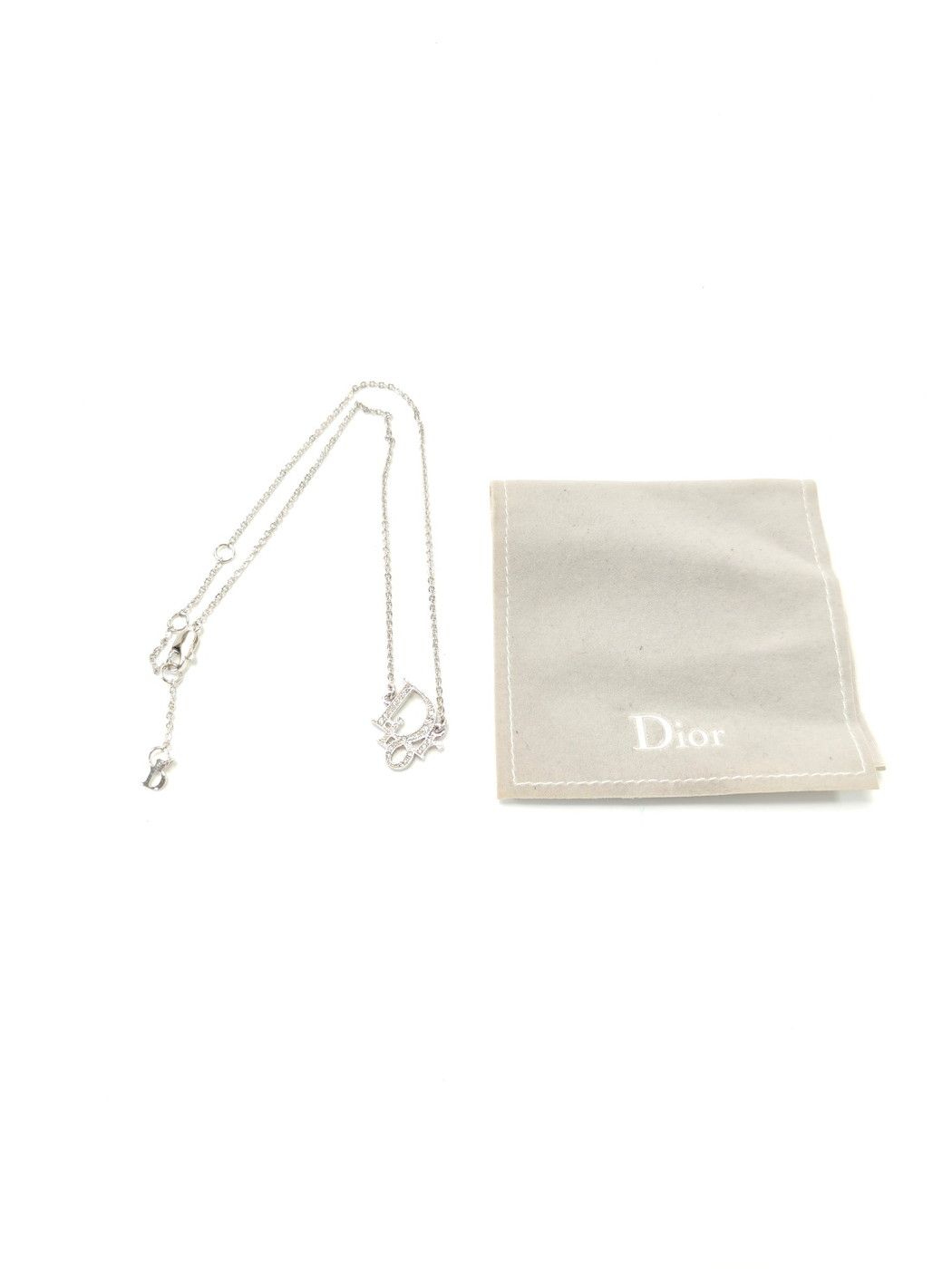 Dior ヴィンテージ ネックレス ラインストーン シルバー 9709 ディオール Dior ロゴ ネックレス ラインストーン シルバー