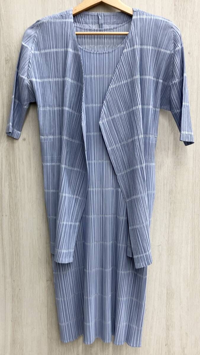 PLEATS PLEASE プリーツプリーズ 半袖カーディガン サイズ3 -ワンピース サイズ4 PP91-J0633|PP91-JH630 ライトブルー系 レディース