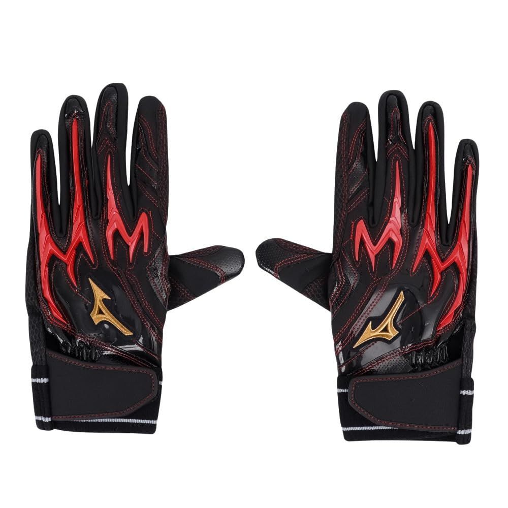 ミズノ MIZUNO バッティング用グローブ 野球 ミズノプロ シリコンパワーアークDI 両手用 1EJEA54709 ブラック×レッド ２５．０ Men s Lady s