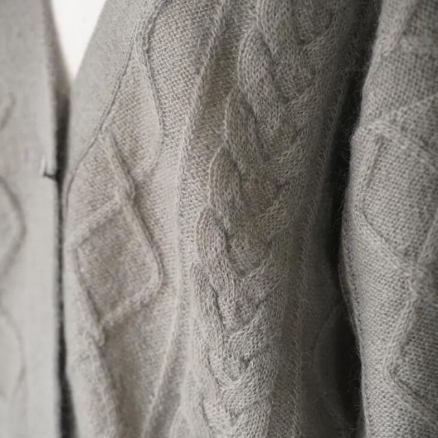  utilite ユティリテ アランボレロカーディガン カーキグレー トップス カーデ モヘアニット 五分袖 七分袖 カーディガン ボレロ アンサンブル