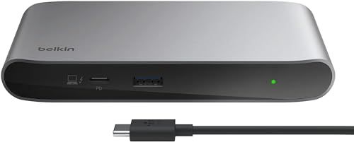 Belkin Apple公認 5-in-1 Thunderbolt 4ドッキングステーション 40Gbpsデータ転送 96W PD対応 デュアル4K|60Hz シングル8K|30Hz 150W電源ユニット-TB4ケーブル 0.8m 付属 INC013qcS