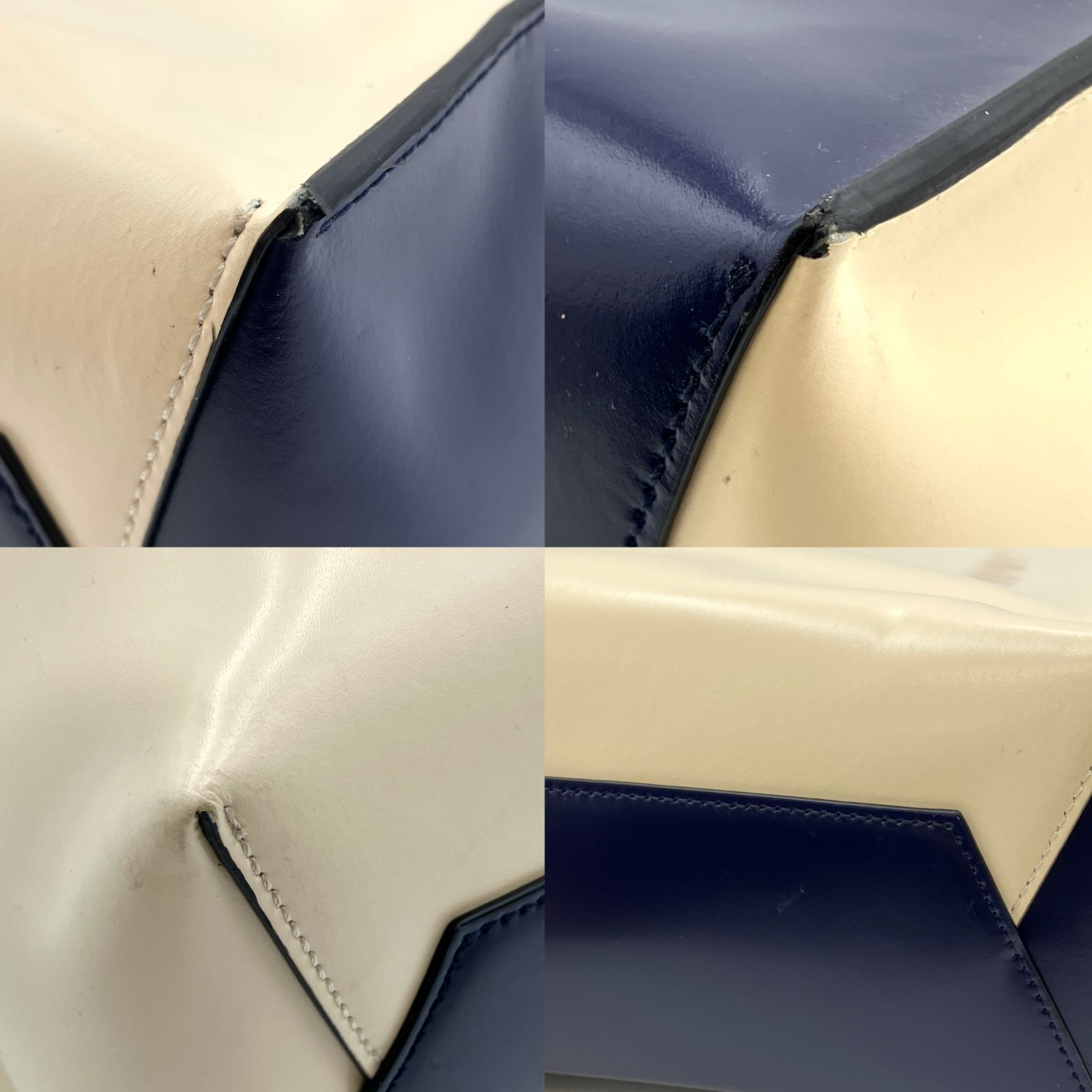 MARNI MUSEO マルニ トートバッグ ブルー&ホワイト レザー D-4991 