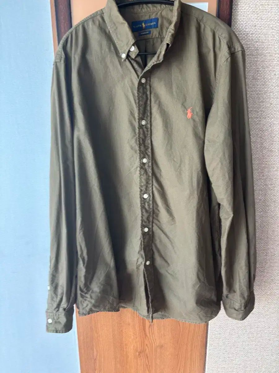 ポロ Ralph Lauren ラルフローレン カーキシャツ オレンジ ポニーロゴ Lサイズ