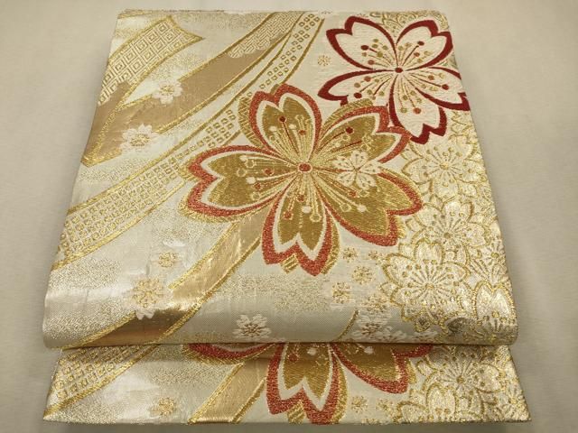 平和屋着物◎佐賀錦 六通柄袋帯 舞花文 金銀糸 正絹 逸品