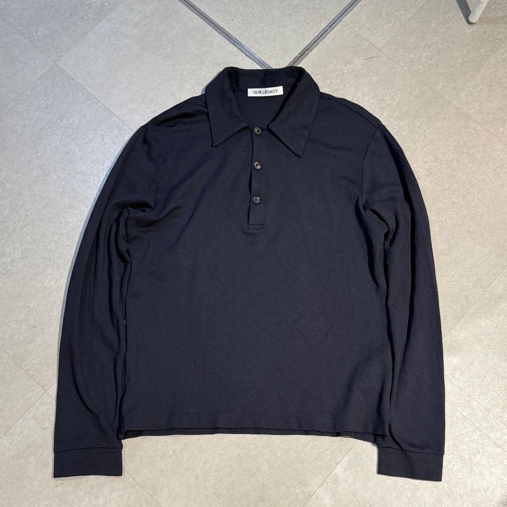OUR LEGACY アワーレガシー 24SS ILE PIQUET 長袖ポロシャツ M2246IR ネイビー size 46 表参道A06