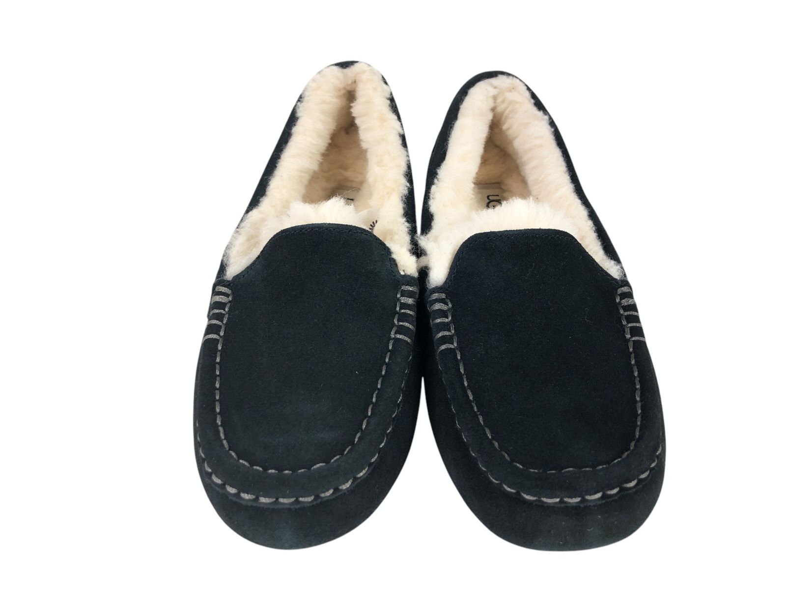 アグ UGG ANSLEY アンスレー モカシン スリッポン サイズ25.0 cm BLK ブラック 型番 1106878 スエード ウール ラバー素材