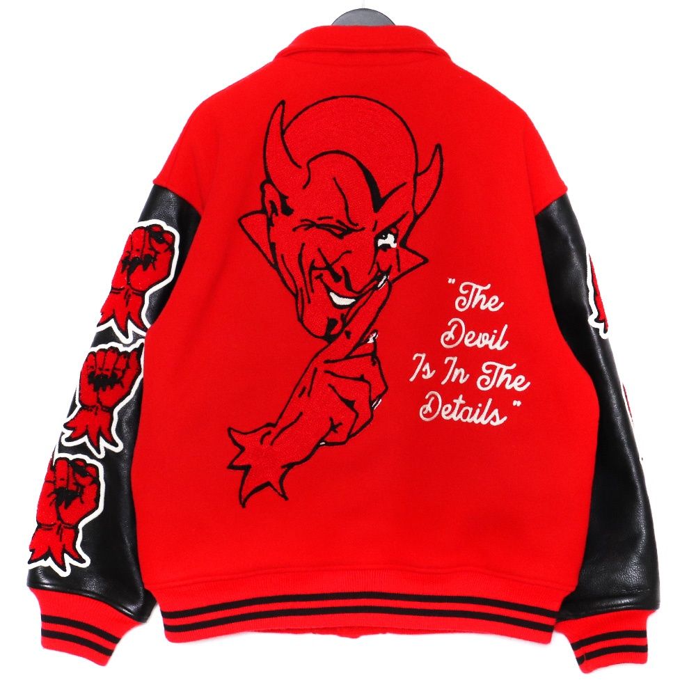 SAINT MICHAEL VARSITY JKT/DEVIL XLサイズ レッド SM-A22-0000