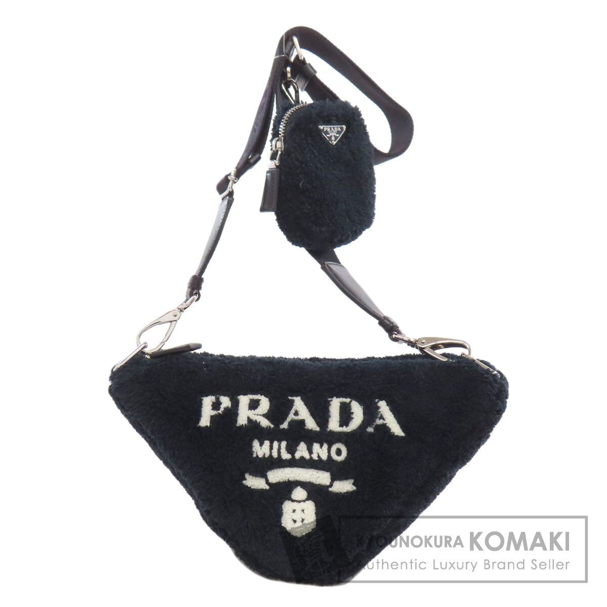 PRADA プラダ 1BH190 トライアングル ショルダーバッグ ボア レディース