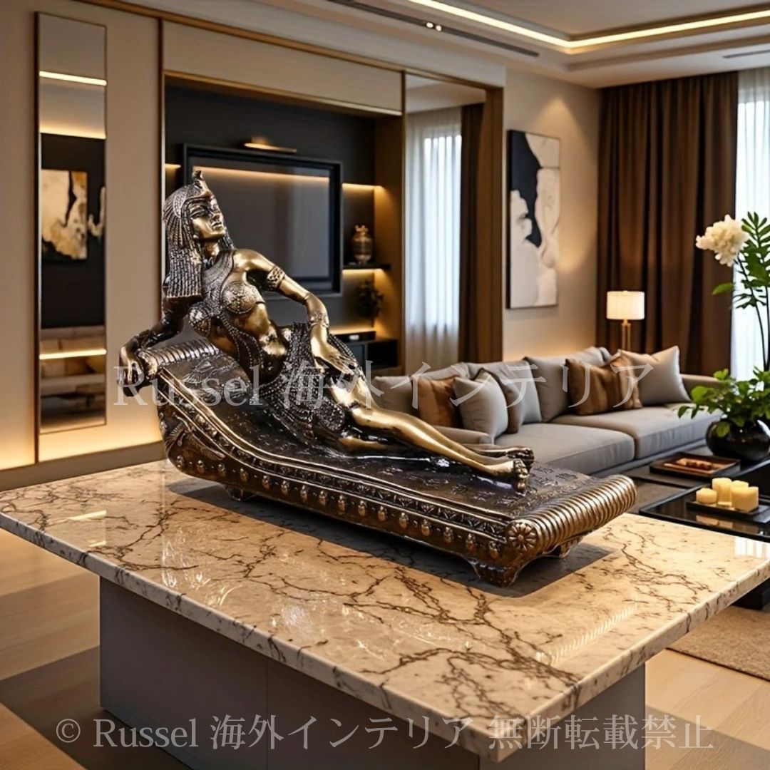 オブジェ 置物 クレオパトラ像 アンティーク調 ブロンズ 彫刻 古代