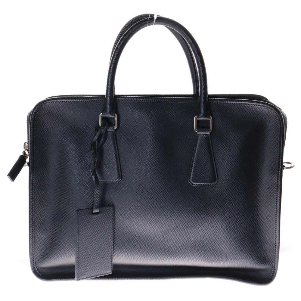 上品スタイル PRADA (プラダ) レザー 黒 ブリーフケース サフィアーノ バッグ