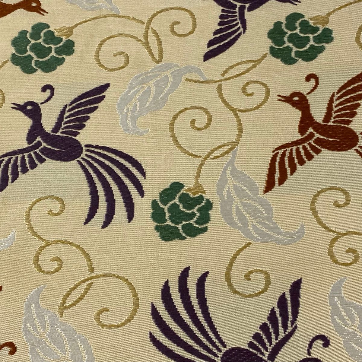袋帯 逸品 人間国宝 喜多川平朗 落款 鳥 花唐草 金糸 刺繍