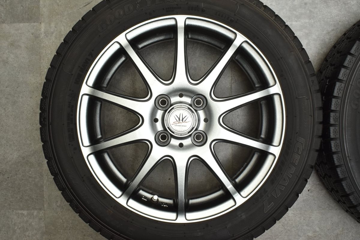 【美品】ロクサーニスポーツ 15in 4.5J +45 PCD100 グッドイヤー アイスナビ7 165/60R15 デリカミニ D:2 ハスラー ソリオ Kei 送料無料