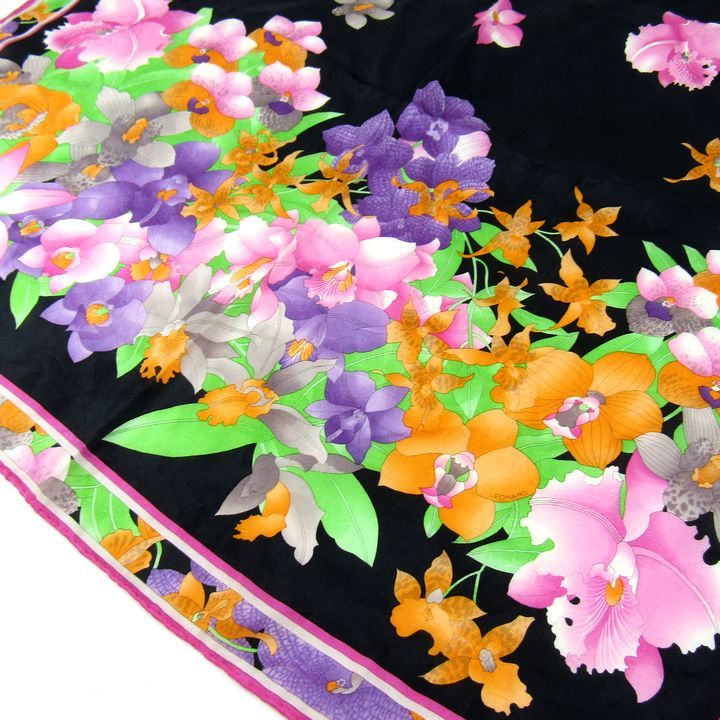 レオナール スカーフ 花柄 シルク コットン 日本製 ブランド