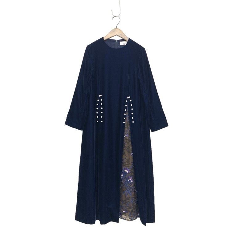 AKIRANAKA アキラナカ Mestia velvet dress 刺繍レース＆パール 