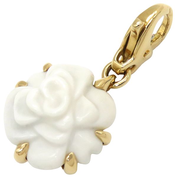 シャネル CHANEL ペンダントトップ カメリア チャーム K18YG ホワイト
