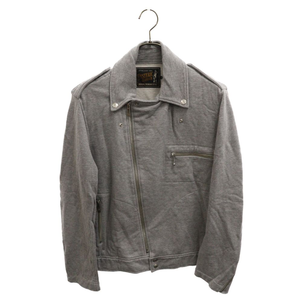HYSTERIC GLAMOUR (ヒステリックグラマー) スウェットダブルライダースジャケット グレー 0263CJ03