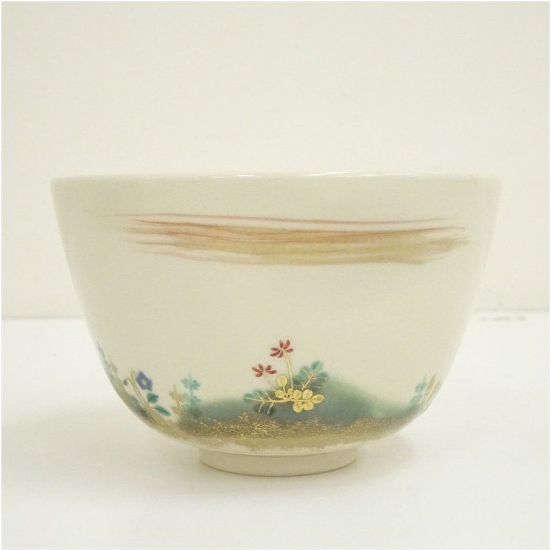 京焼 通次嵩山造 仁清写春の空茶碗（共箱） 茶道 抹茶 おしゃれ 抹茶