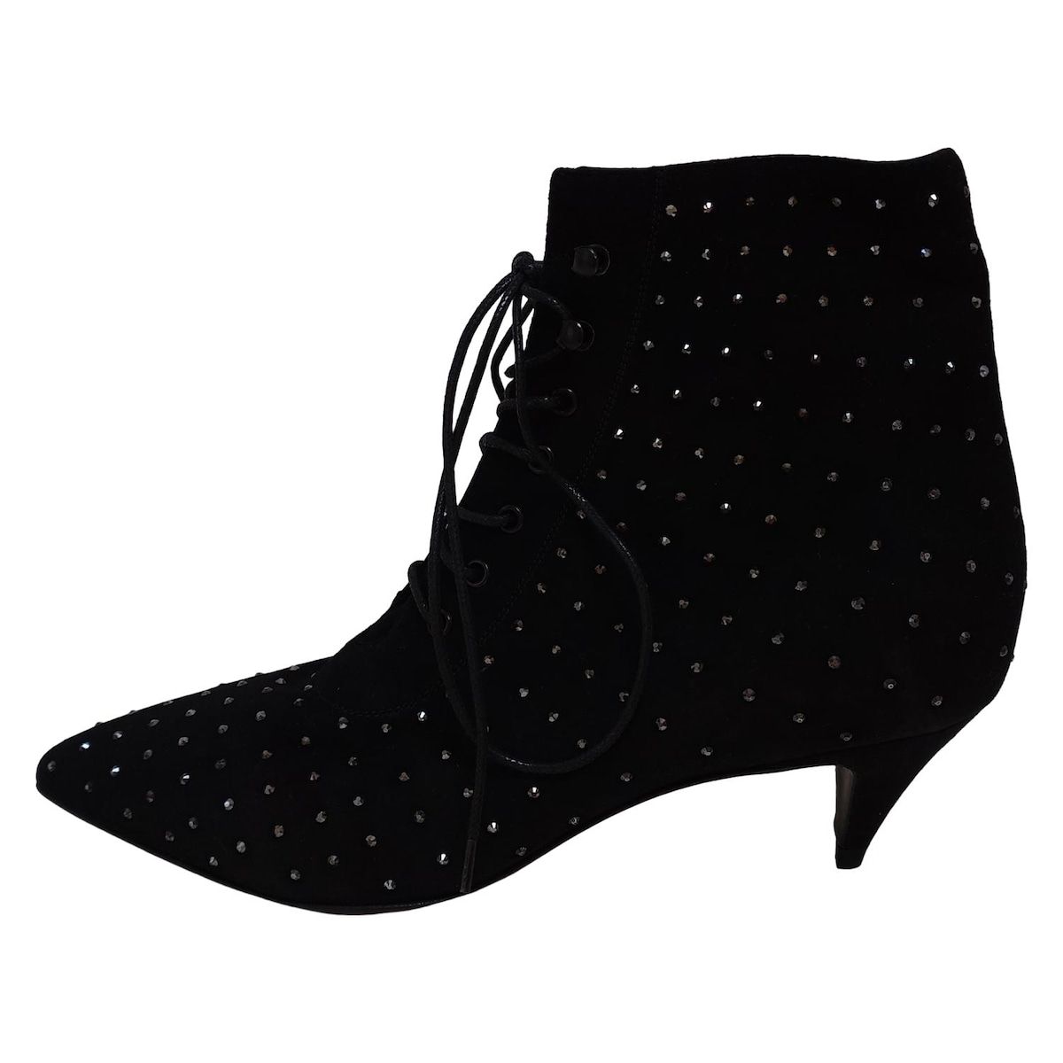 SAINT LAURENT PARIS サンローランパリ ショートブーツ 36 レディース - 352375 黒 ラインストーン