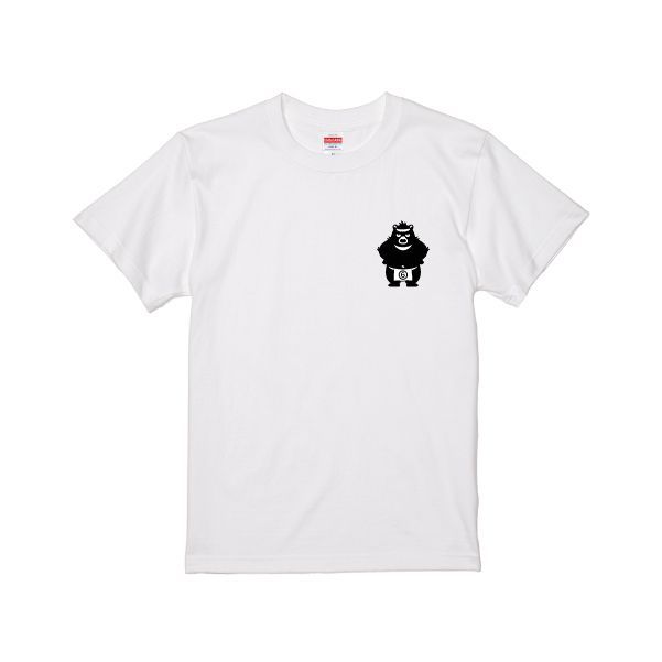 熊六さんフロッキープリントTシャツ　ホワイト