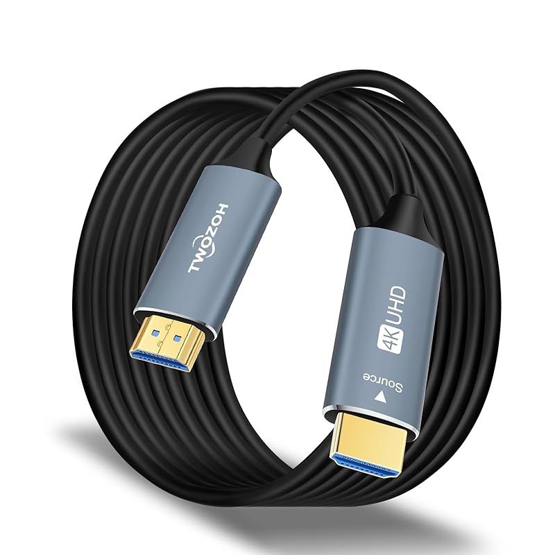 Twozoh 光ファイバーHDMI ケーブル 20M 4K 2.0 60Hz 1080P対応 18gbps超高速HDMI ケーブル 60P 4K/UHD 4:4:4 HDCP 2.2 ARC (5M-150M) 0