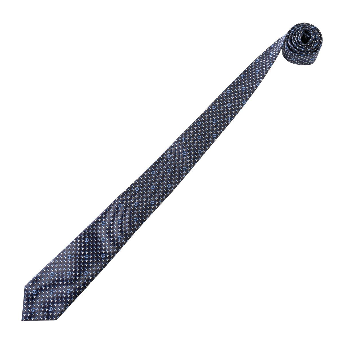 新品 グッチ GUCCI ネクタイ ラウンド インターロッキングG ネイビー