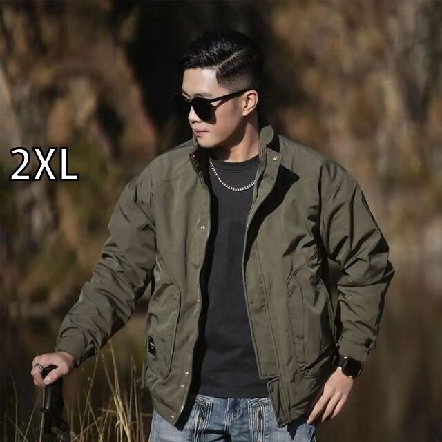 [2XL]メンズ ファッション 服 用 オシャレ シンプル 大人 かっこいい 大きいサイズ ストリート 紳士服 アメリカン レトロ ワーク ジャケット カジュアル スタンドカラー ジャケット