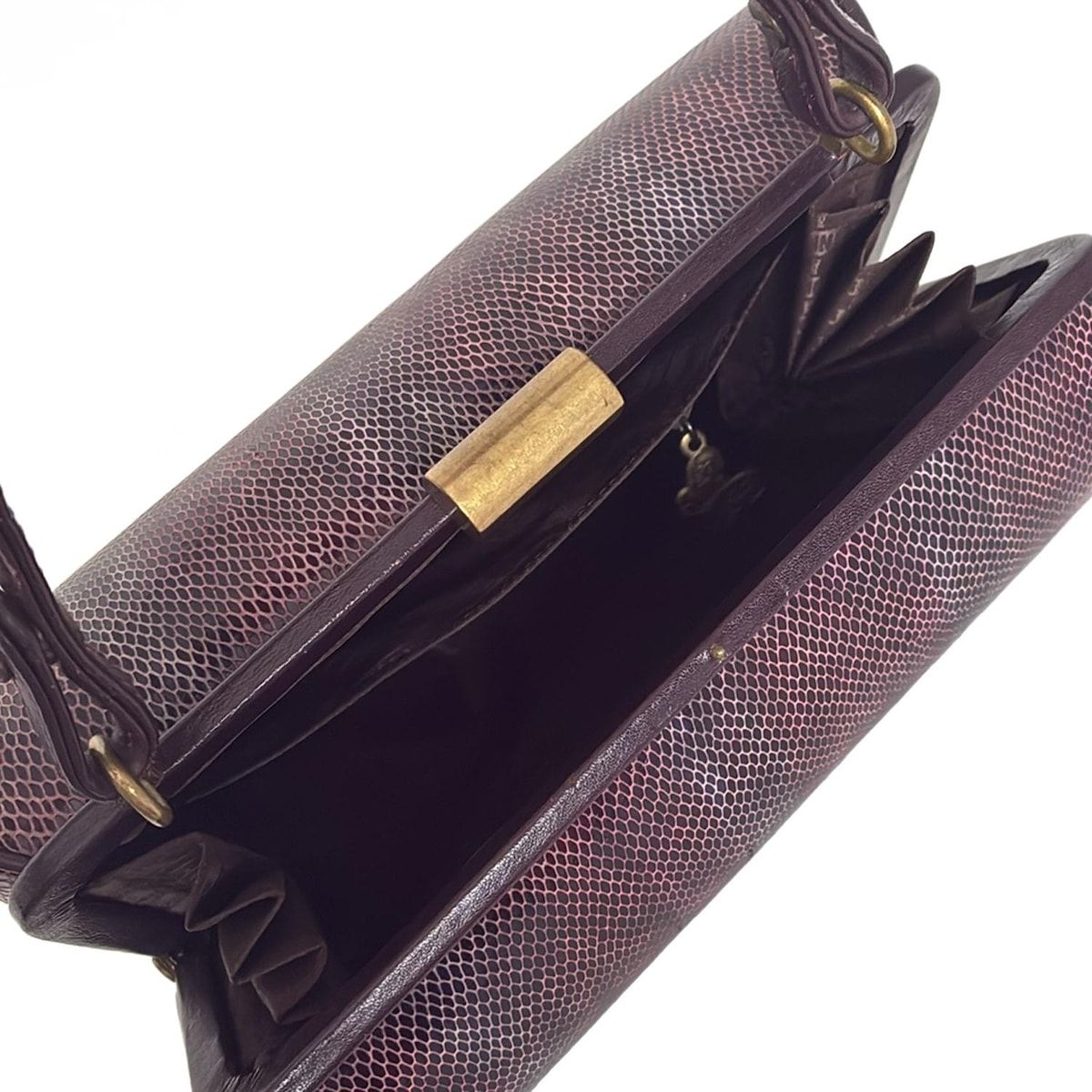 アナスイ ハンドバッグ レザー パープル ANNA SUI バッグワインボルドー ANNA SUI - アナスイ ハンドバッグ レザー パープル ANNA SUI