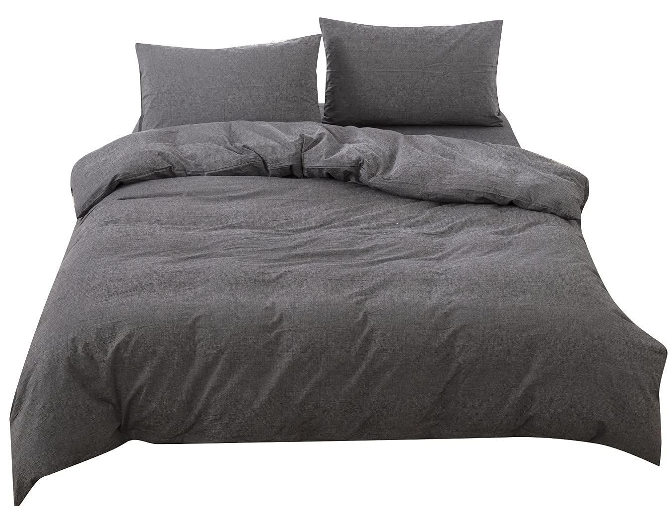 Color チャコールグレー_Size セミダブル 170 x 210 cm 掛け布団カバー 売り オーガニックコットン 掛かバー 洗いざらしの綿 洗い替え 布団カバー 防ダニ 掛けふとんカバー チャコールグレー